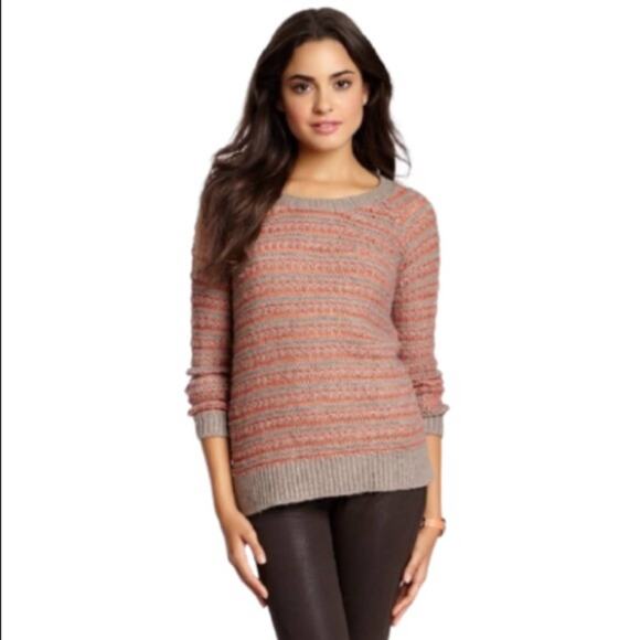 Splendid Hudson Wool Blend Orange Stripe Pullover Size Medium - Picture 1 of 12